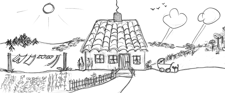 Illustration fra side 11 i Stjær - En landsby i provinsen